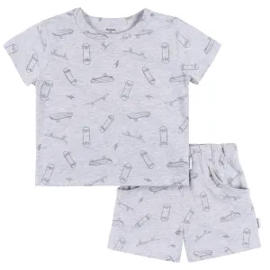2-Piece Baby & Toddler Boys Heather Skateboard T-Shirt and Shorts Set