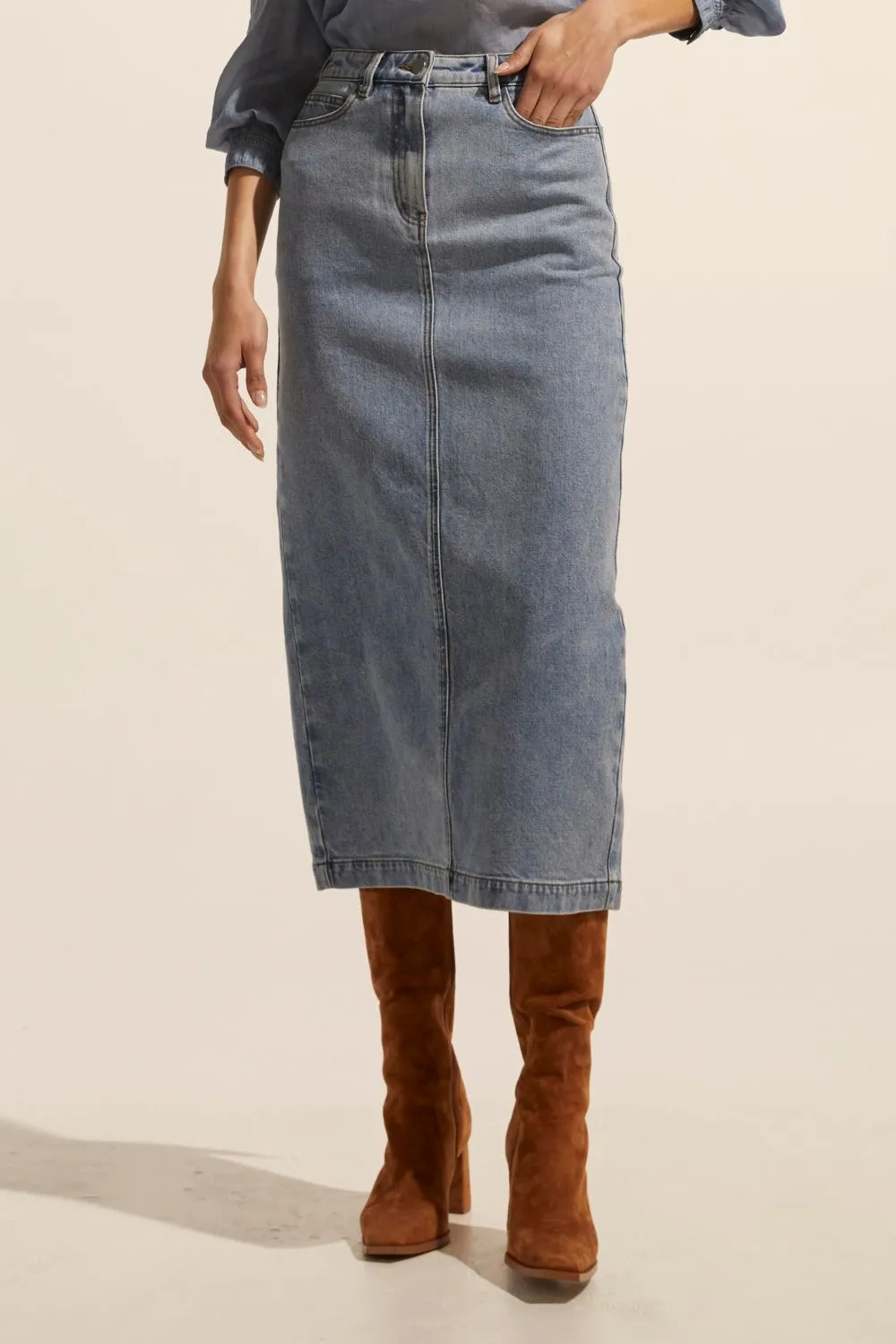 accord skirt - washed denim