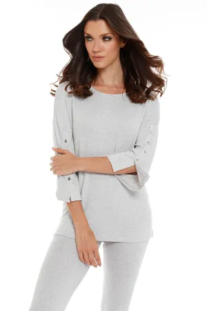 Adriana Kashmira 3/4 Button Sleeve Sweater