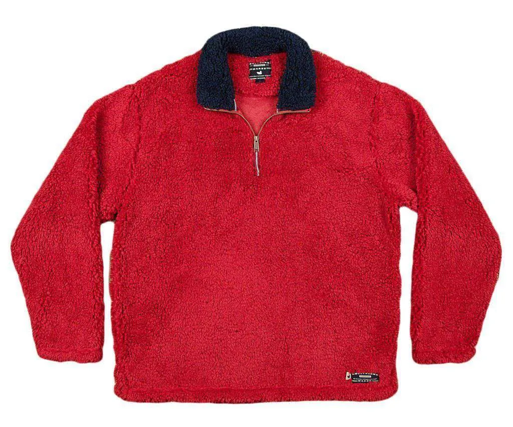 Appalachian Pile Pullover 1/4 Zip in Washed Red by Southern Marsh