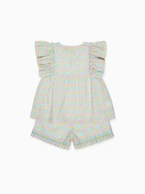 Aqua Floral Oria Girl Set