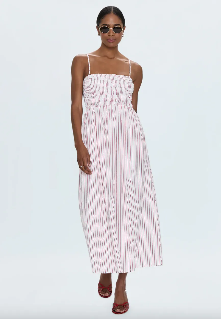 Bianca Dress Ruby Stripe