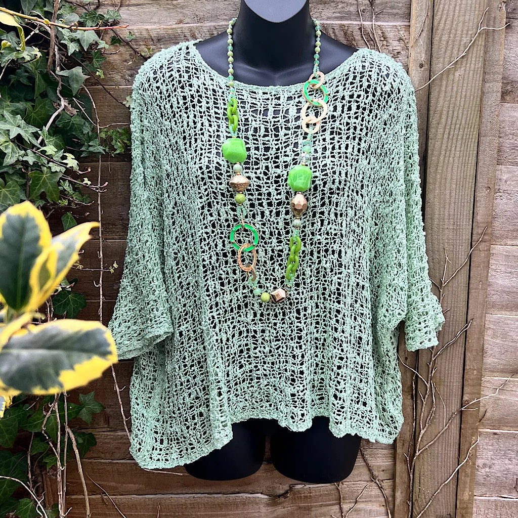 Breezy Light Green Bohemian Popcorn Cover Up