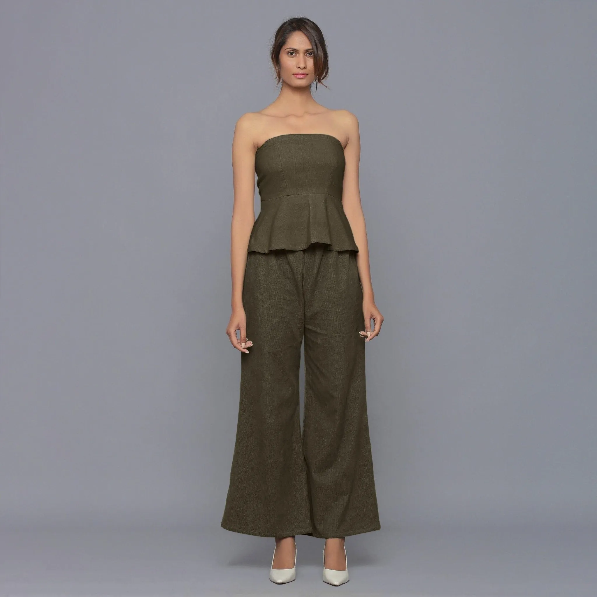 Bronze Grey Warm Cotton Corduroy Tube Top