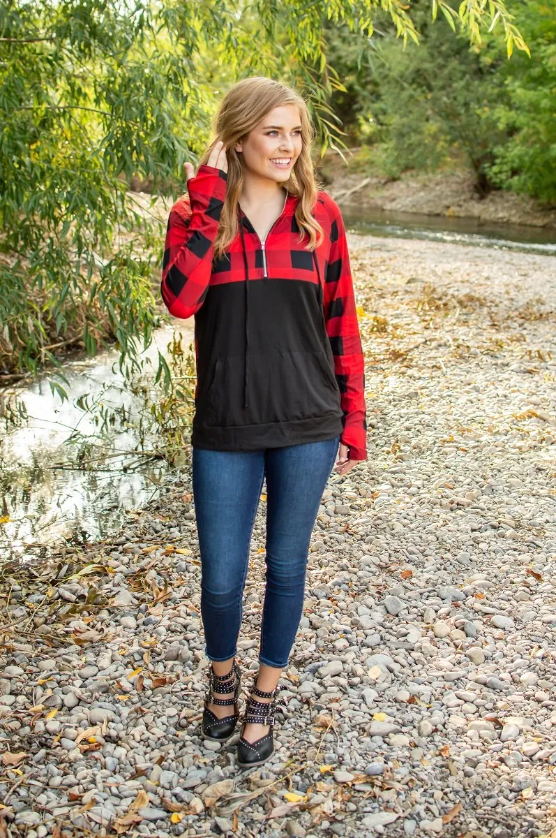 Buffalo Half Zip | Black and Red