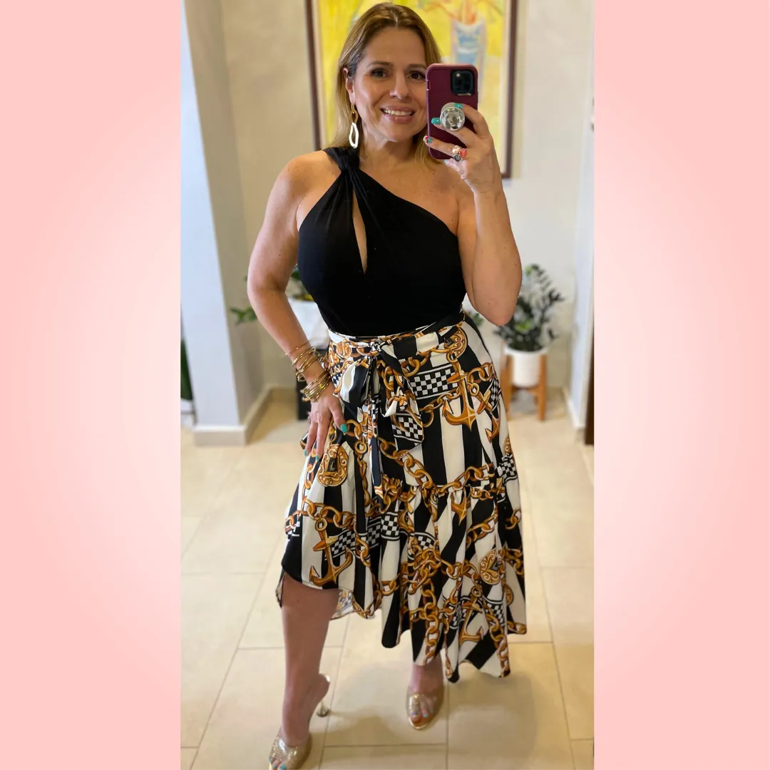 Chain Print Long Skirt