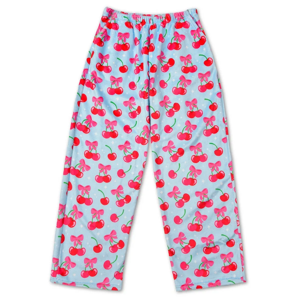 Cheerful Cherries Fuzzy Pants