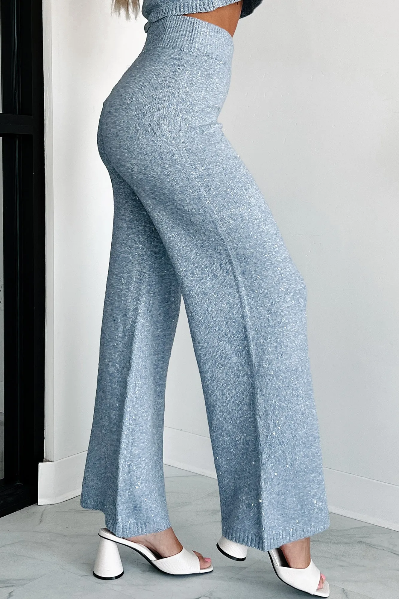 Cozy Lifestyle Metallic Sweater Knit Set (Winter Blue)