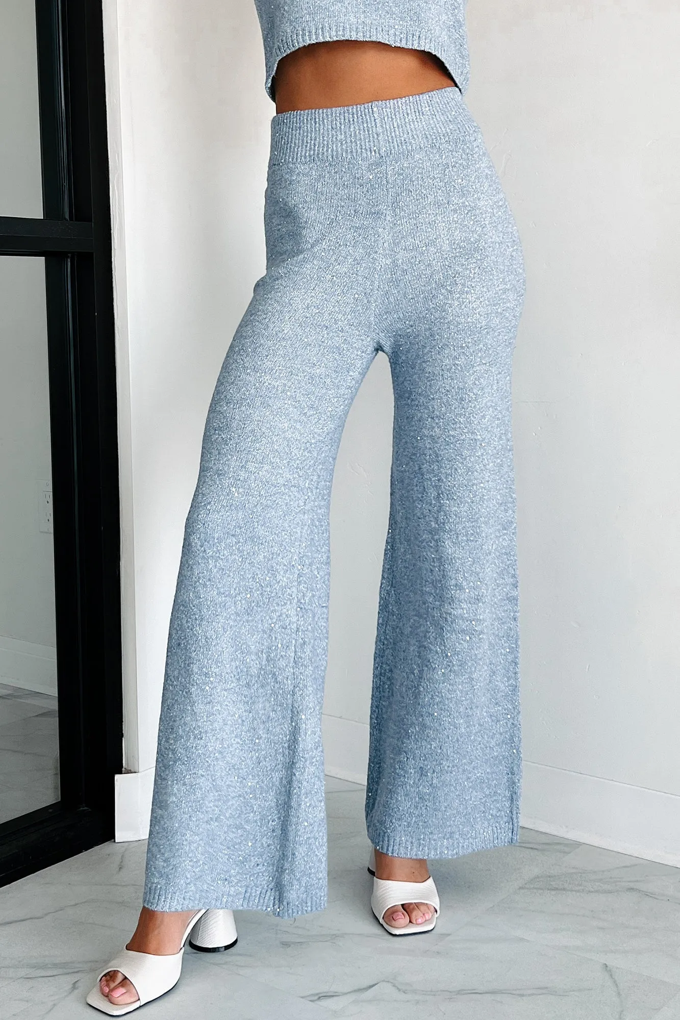 Cozy Lifestyle Metallic Sweater Knit Set (Winter Blue)