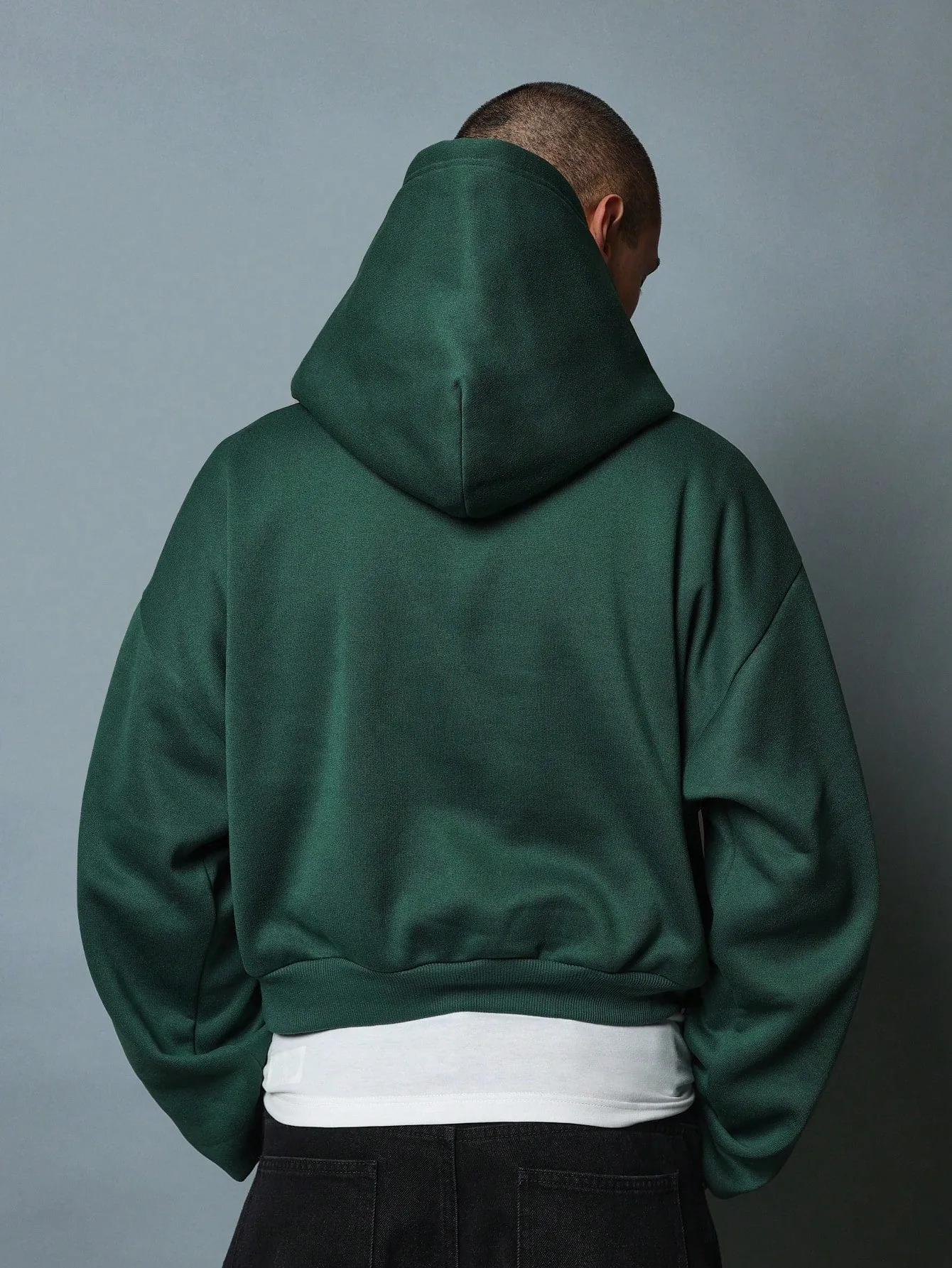 Crop Fit Overhead Hoodie With Embroidered Towel Applique