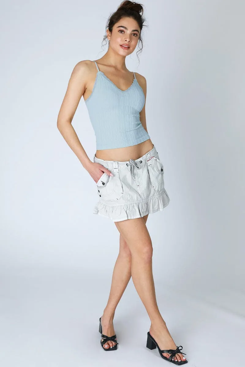 Cynthia Lace Trim Texture Cami Top