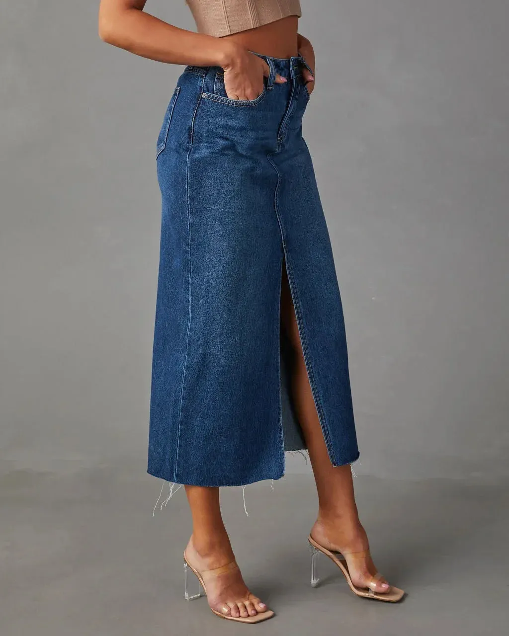 DENISE  Classic High-Waist Denim Skirt