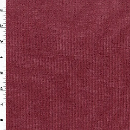 Dusty Rose Red 2x2 Soft Ribbed Brushed Knit Fabric