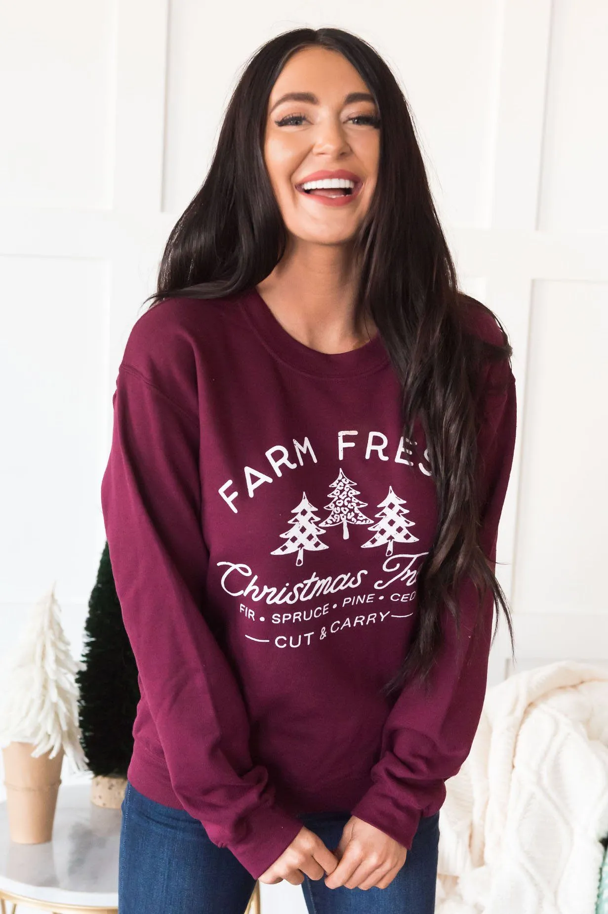 Farm Fresh Trees Modest Sweatshirt