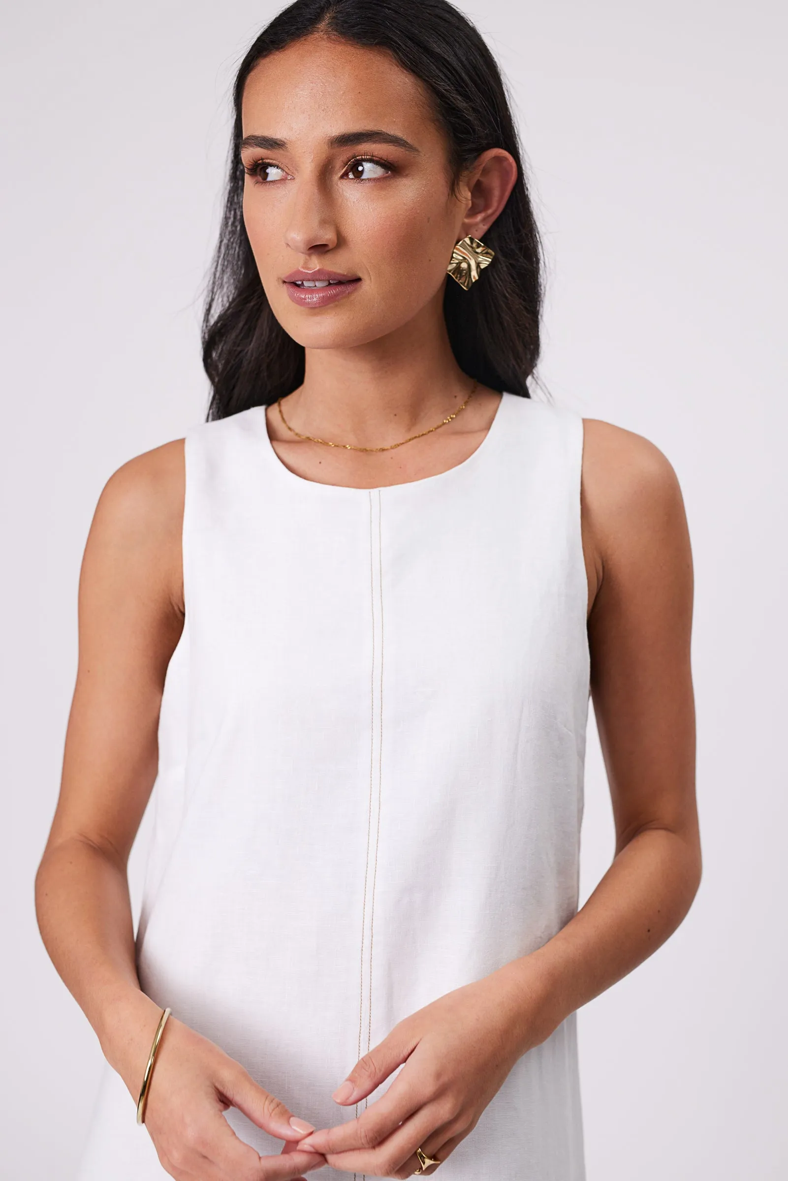 Florence Linen Dress - White