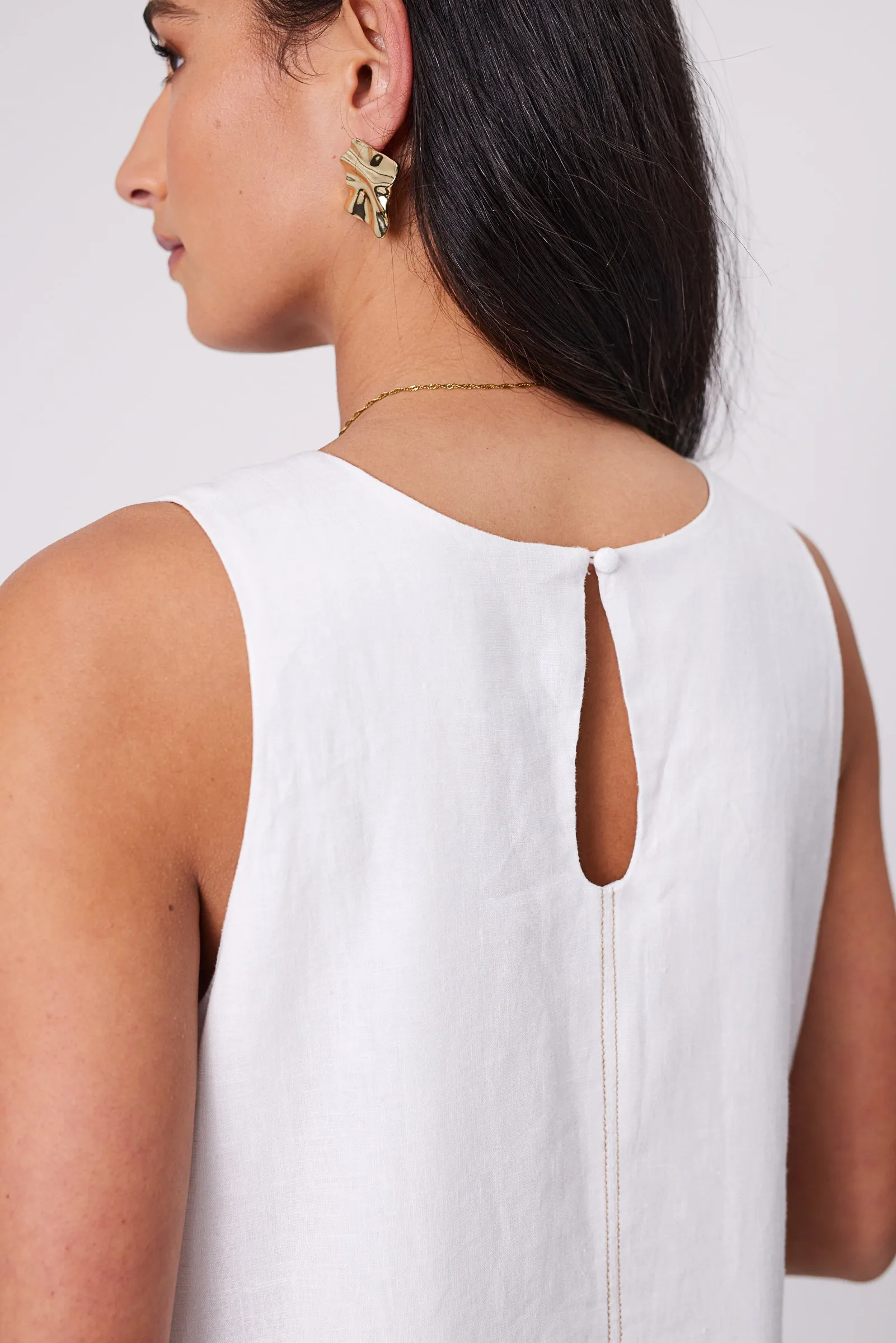 Florence Linen Dress - White