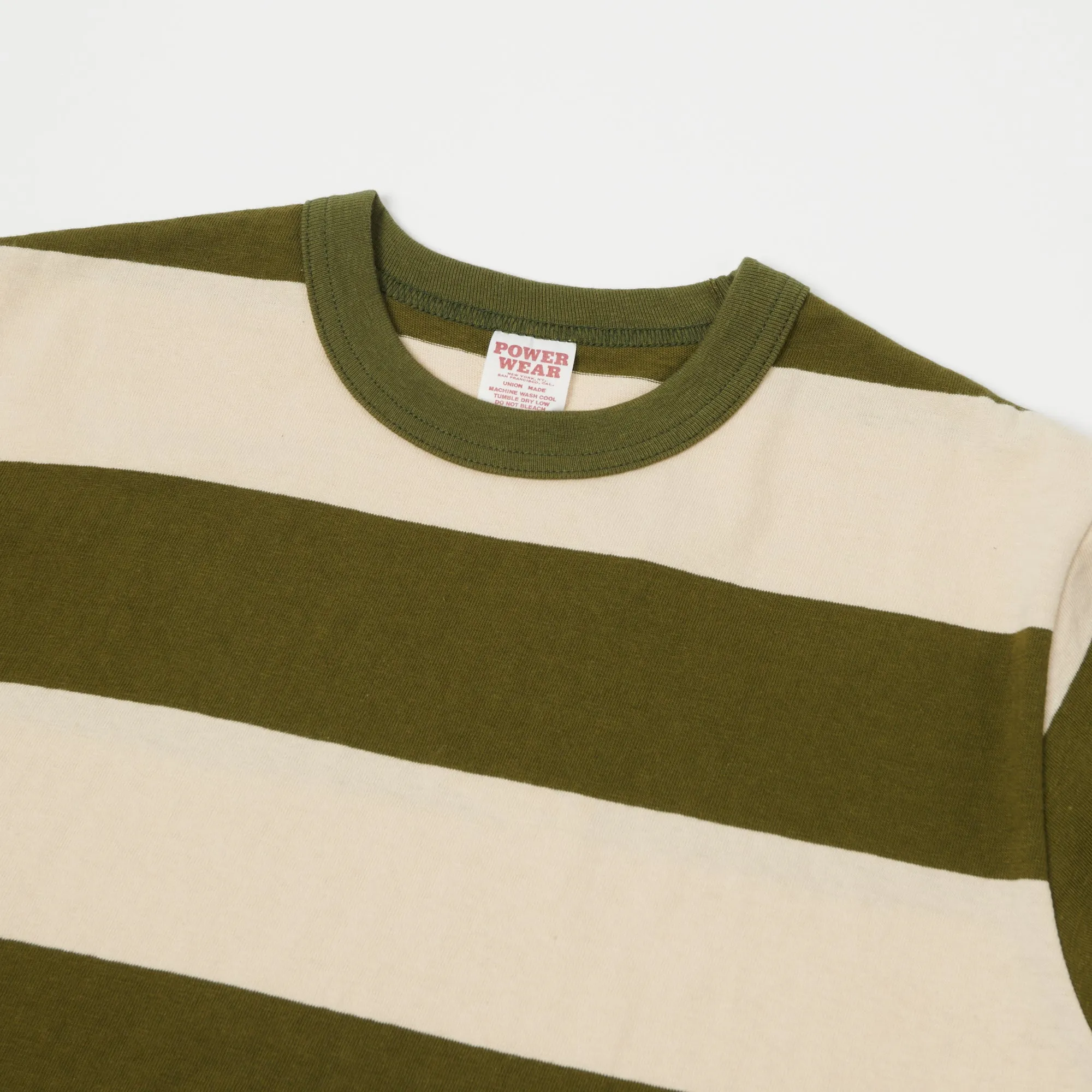 Freewheelers 2225015 Horizontal Striped LS Tee - Olive/Straw Cream