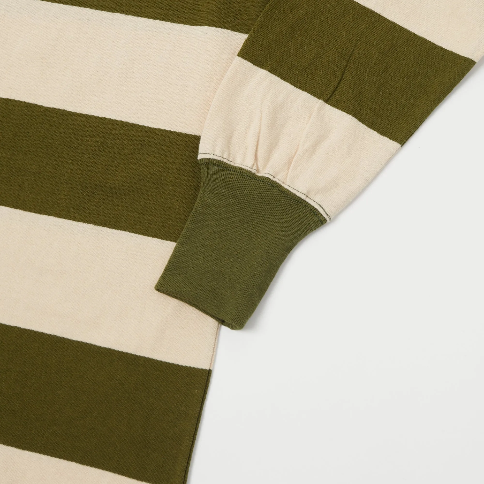Freewheelers 2225015 Horizontal Striped LS Tee - Olive/Straw Cream