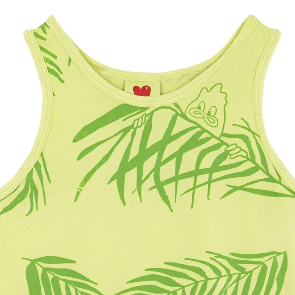 Fresh Dinosaur Tropical Leaves Tank Top (green)