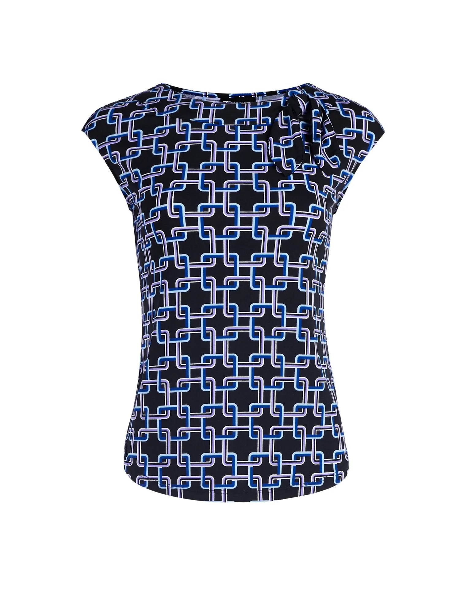 Geo-Print Bow-Accent Top - 7th Avenue