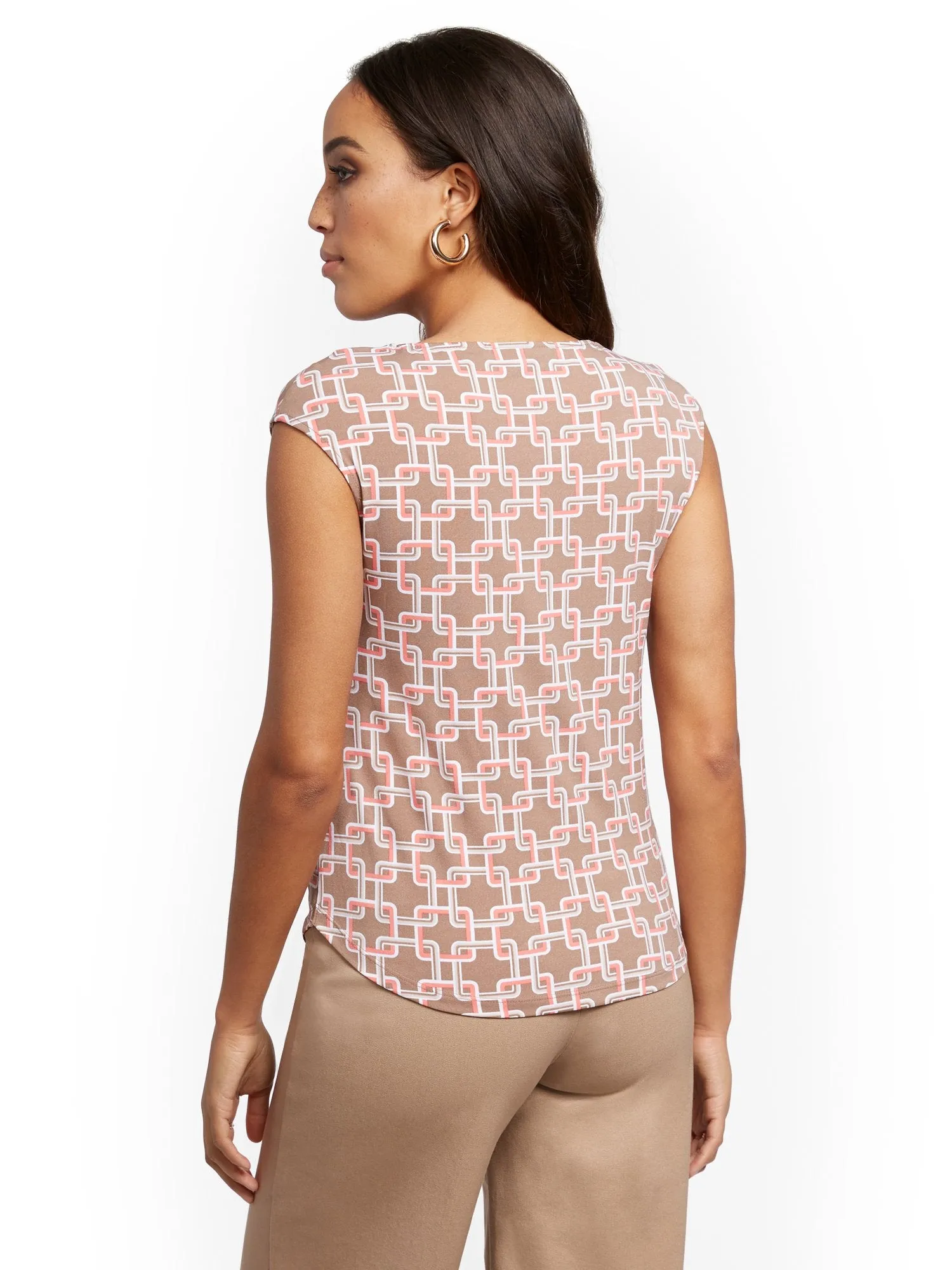 Geo-Print Bow-Accent Top - 7th Avenue