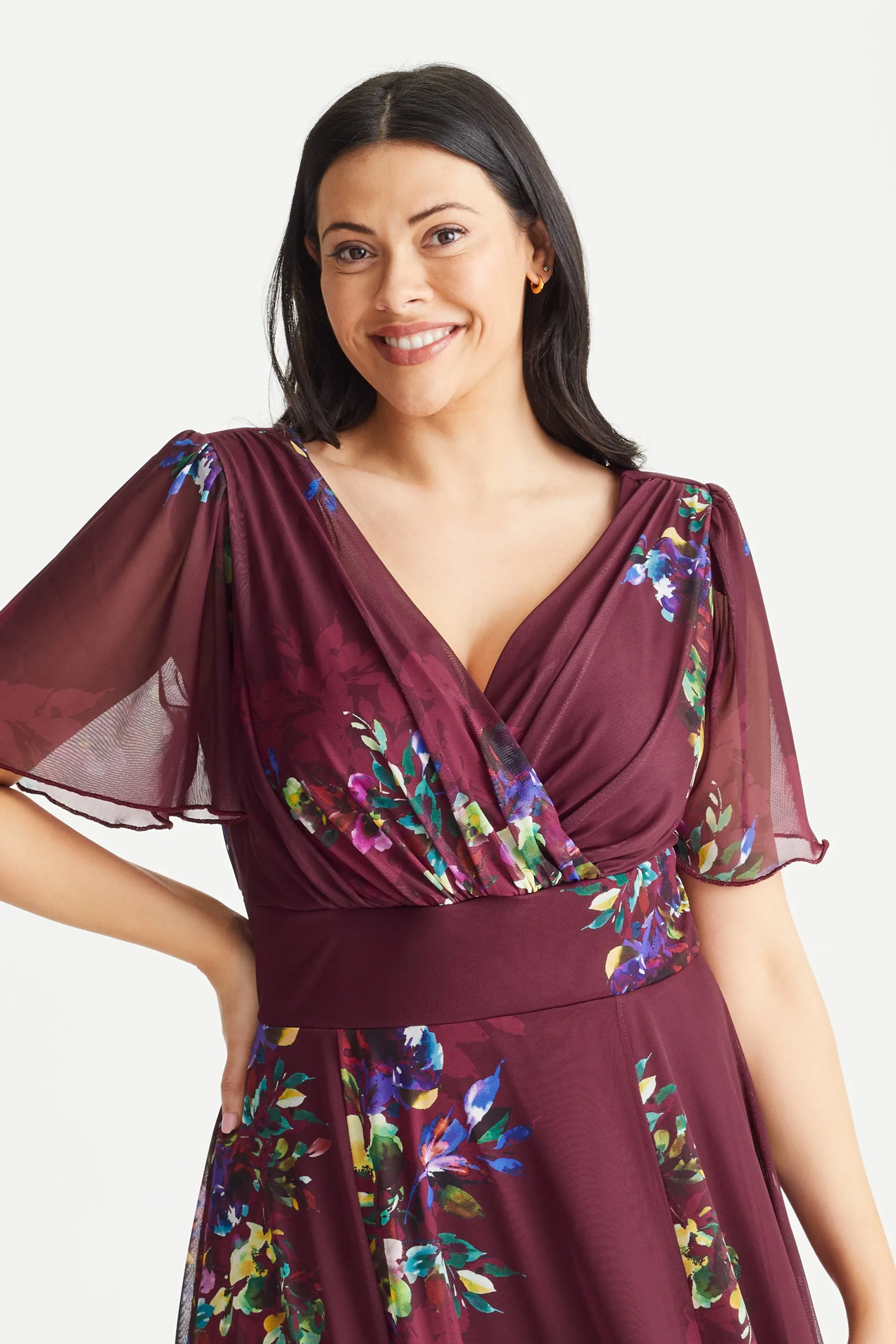 Isabelle Deep Magenta Float Sleeve Maxi Dress