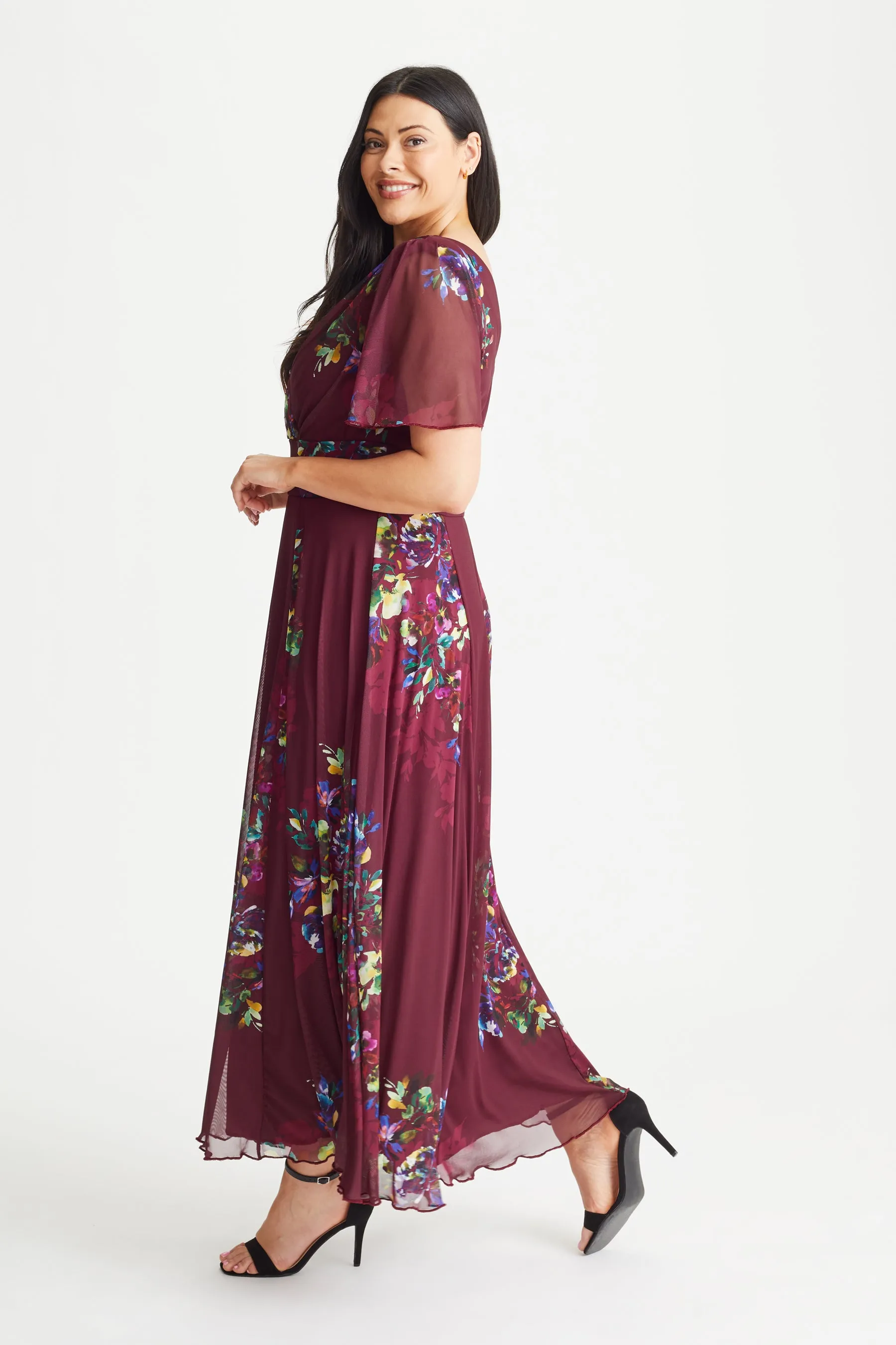 Isabelle Deep Magenta Float Sleeve Maxi Dress