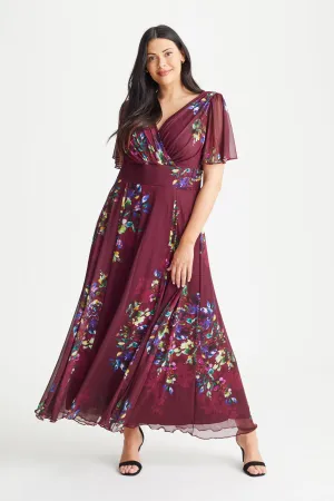 Isabelle Deep Magenta Float Sleeve Maxi Dress
