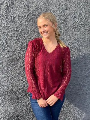 Laced V-Neck Elegant Top