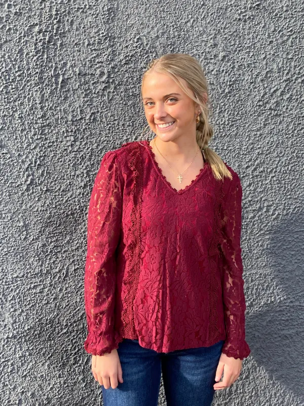 Laced V-Neck Elegant Top
