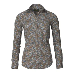 Laksen Birds & Blossom Ladies Cotton Shirt - Olive