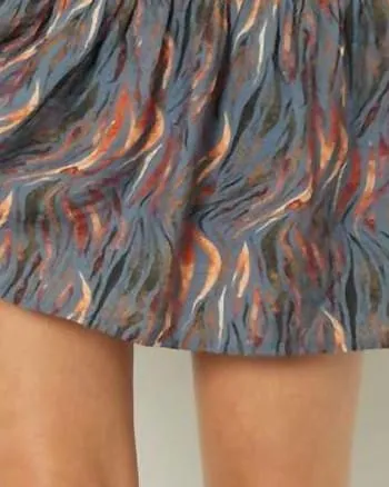 Long Sleeve Mini Dress In Charcoal Flame Print | Charcoal Flame Print