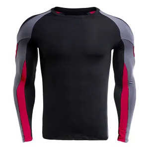 Mens Casual Contrast Color Printing Fitness Tight T-shirt Breathable Training Tops