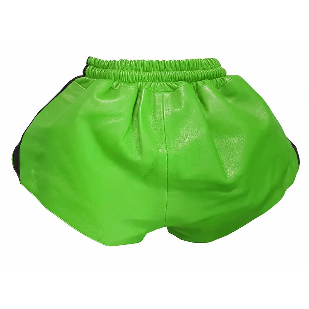 Men's Real Leather Shorts - Green