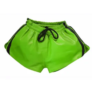 Men's Real Leather Shorts - Green