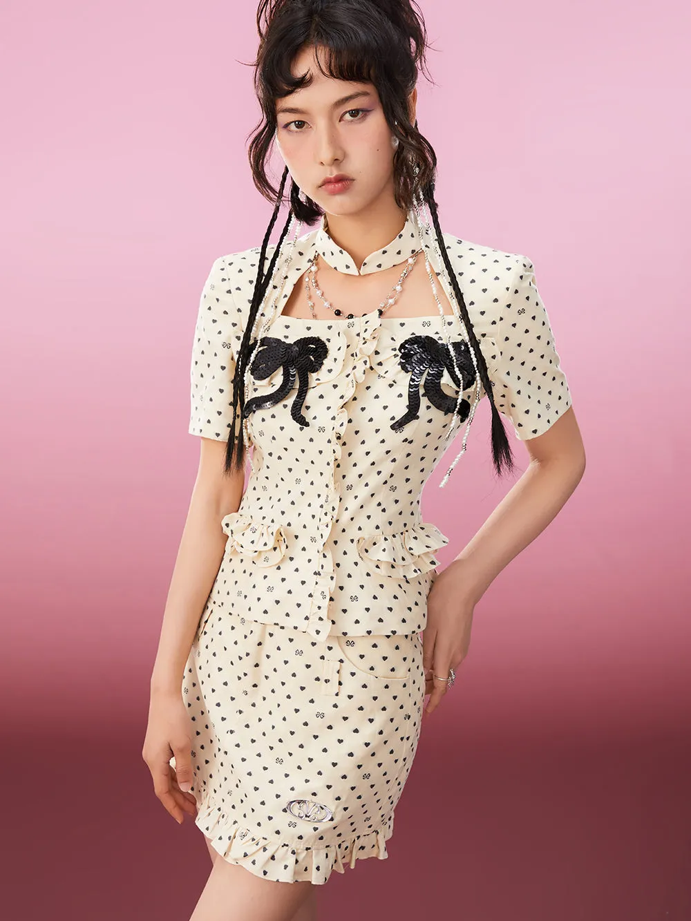 MUKZIN Sweet Style Heart Pattern Elegant High Quality Skirts