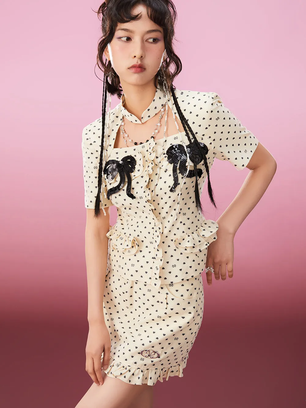 MUKZIN Sweet Style Heart Pattern Elegant High Quality Skirts