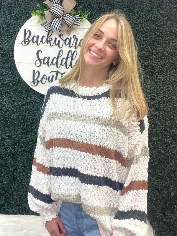 Multi stripe sweater top