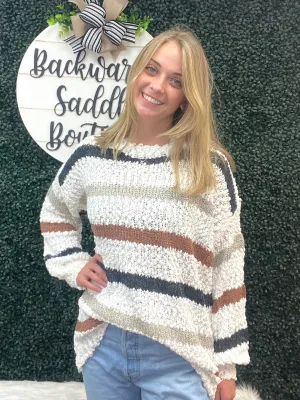 Multi stripe sweater top