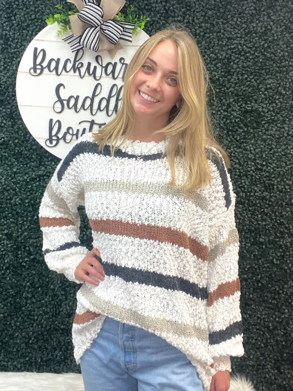 Multi stripe sweater top