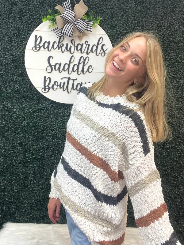 Multi stripe sweater top