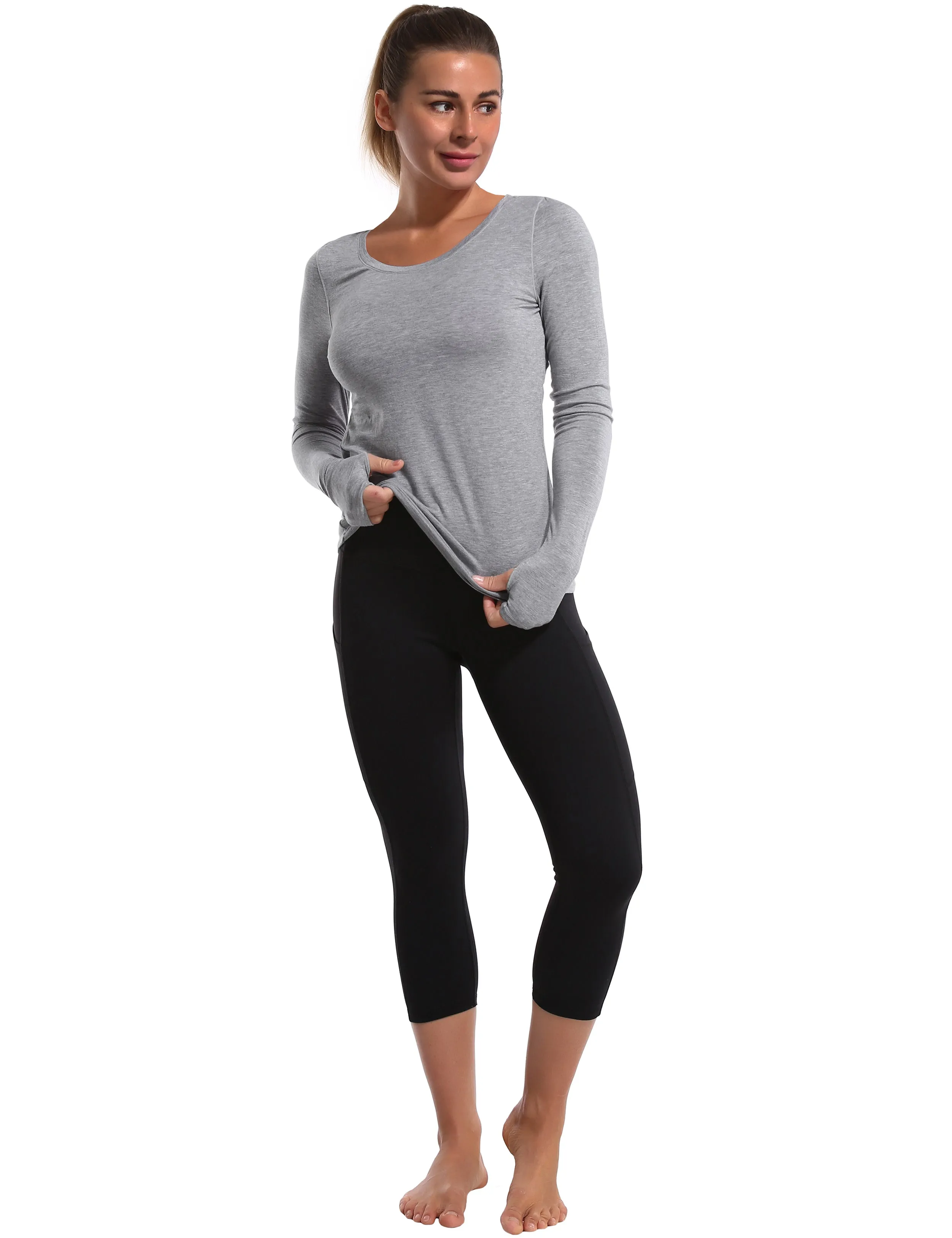 Open Back Long Sleeve Tops heathergray_Golf