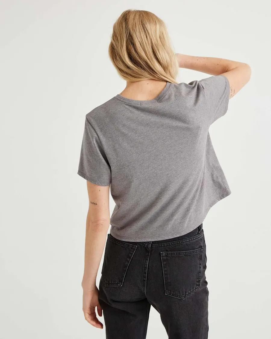 Pima Boxy Crop Tee (Heather Grey)