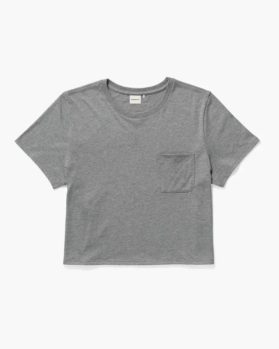 Pima Boxy Crop Tee (Heather Grey)