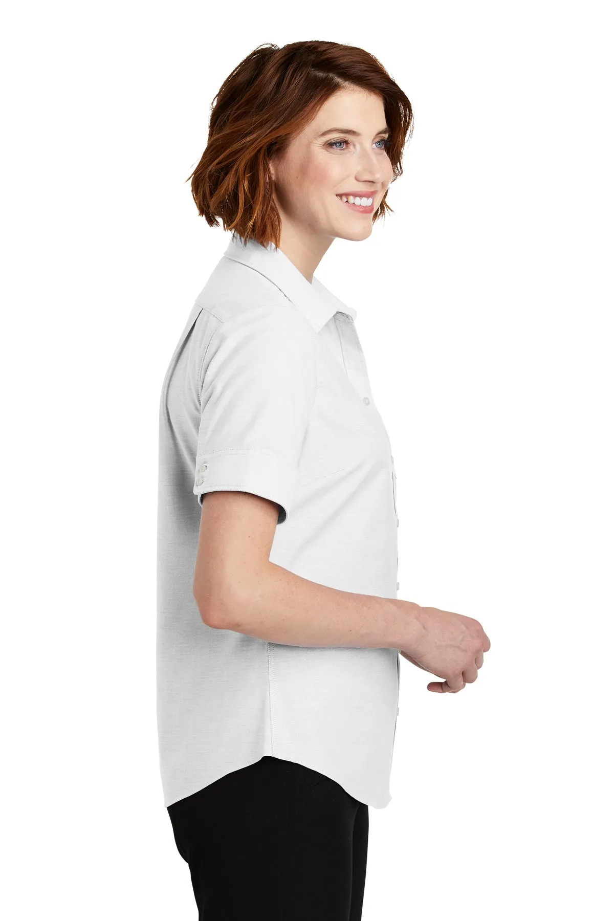 Port Authority Ladies Short Sleeve SuperPro Branded Oxford Shirts, White