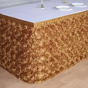 Rosette Satin Table Skirt 21ft Gold - 3D Floral Table Cover