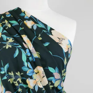 Rossi 5484 - Dark Navy Floral Viscose Elastane Single Jersey Fabric from John Kaldor