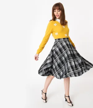 Steady Black & Grey Winter Plaid Thrills Swing Skirt