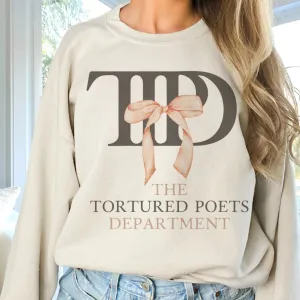 Swifties The Tortured Poets Department Bow Sweatshirt - Sand