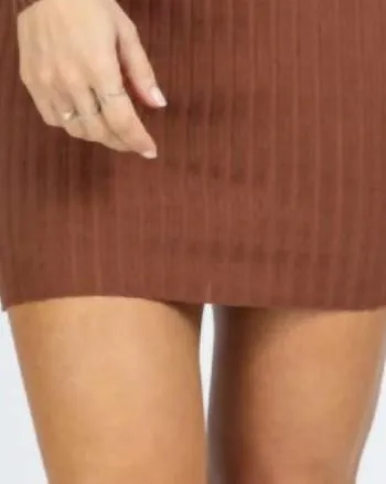 Turtleneck Keyhole Knit Mini Dress In Cocoa | Cocoa